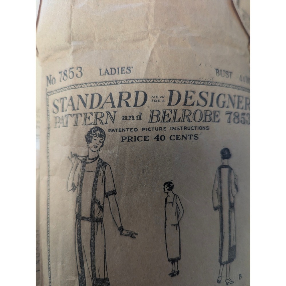 1920s Standard Designer 7853 Flapper Tunic Dress Pattern Bust 44 Complete